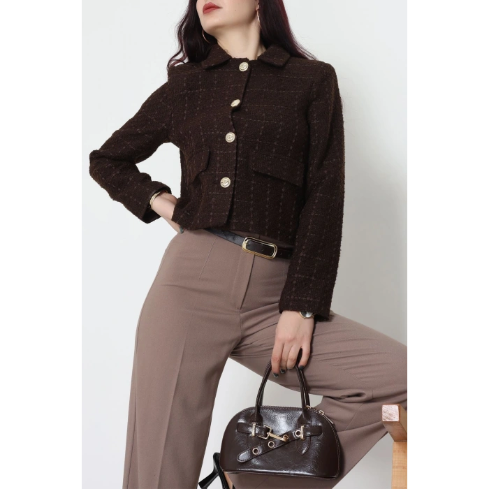 Full Lamine İçi Astarlı Tüvit Ceket Kahve - 51244.1347.