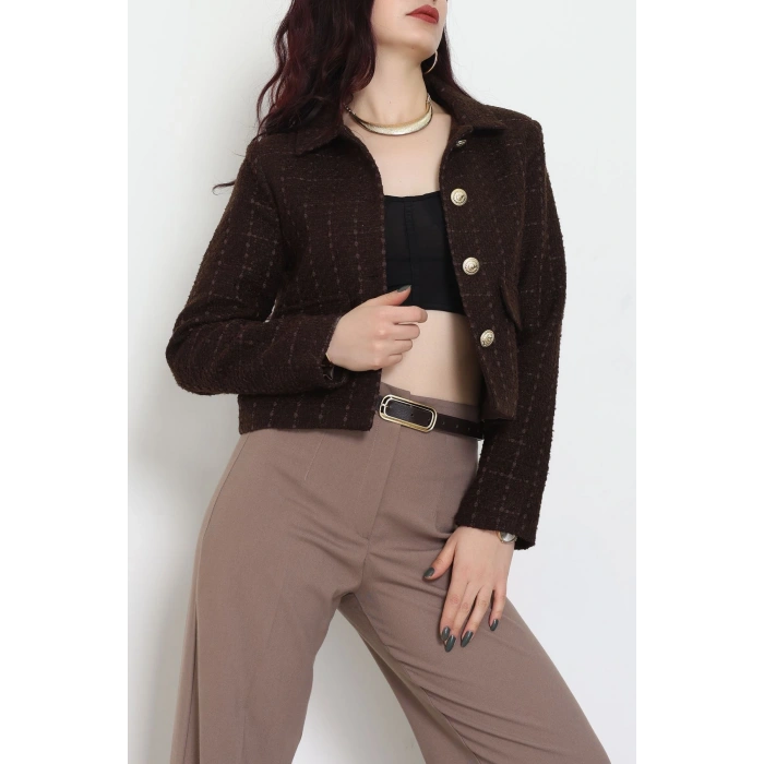 Full Lamine İçi Astarlı Tüvit Ceket Kahve - 51244.1347.