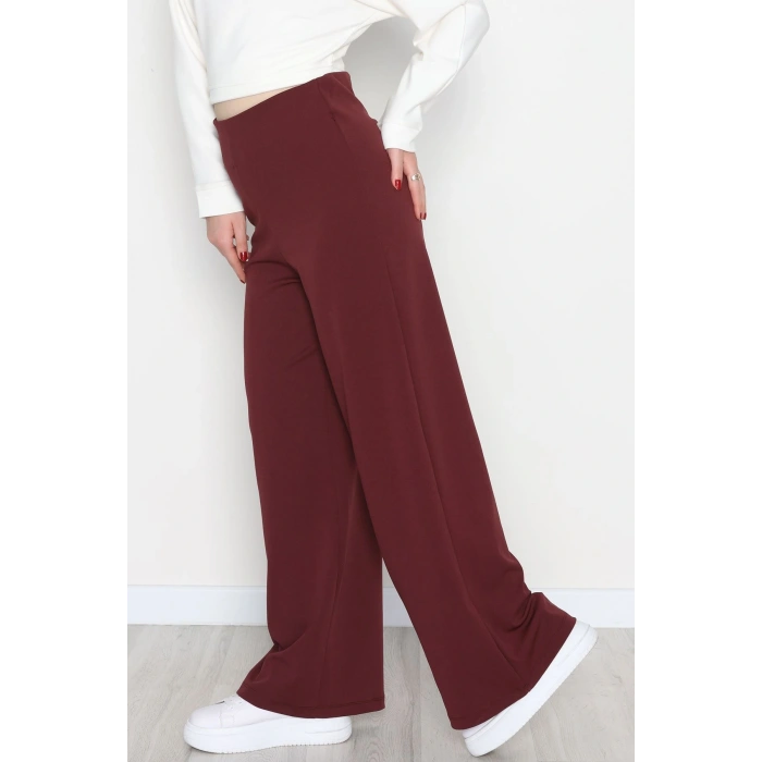 Full Likra İthal Krep Yandan Fermuarlı Pantolon Bordo - 90161.1837.