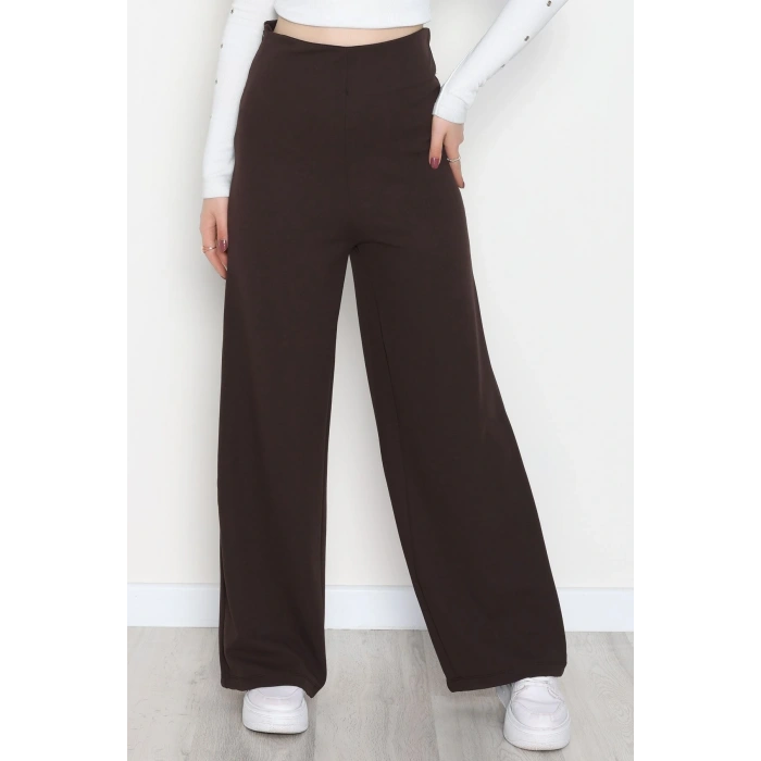 Full Likra İthal Krep Yandan Fermuarlı Pantolon Kahve - 90161.1837.