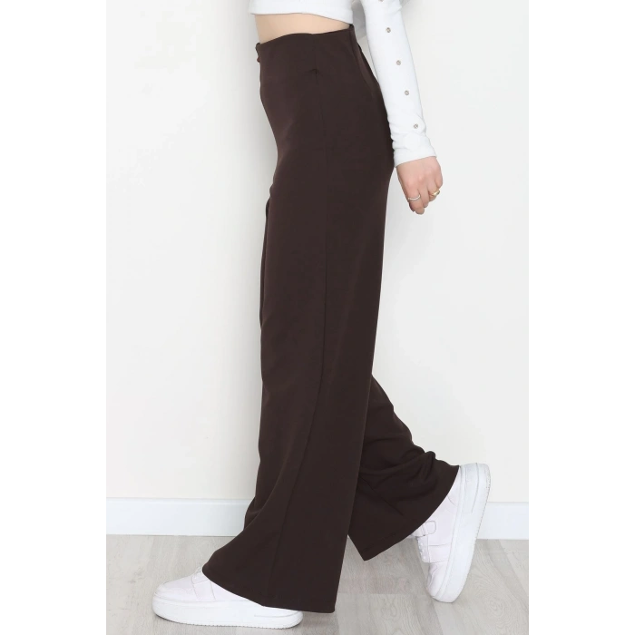 Full Likra İthal Krep Yandan Fermuarlı Pantolon Kahve - 90161.1837.