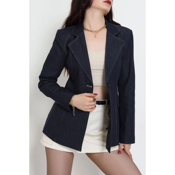 Gabardin Denim Ceket Lacivert - 6276.001.