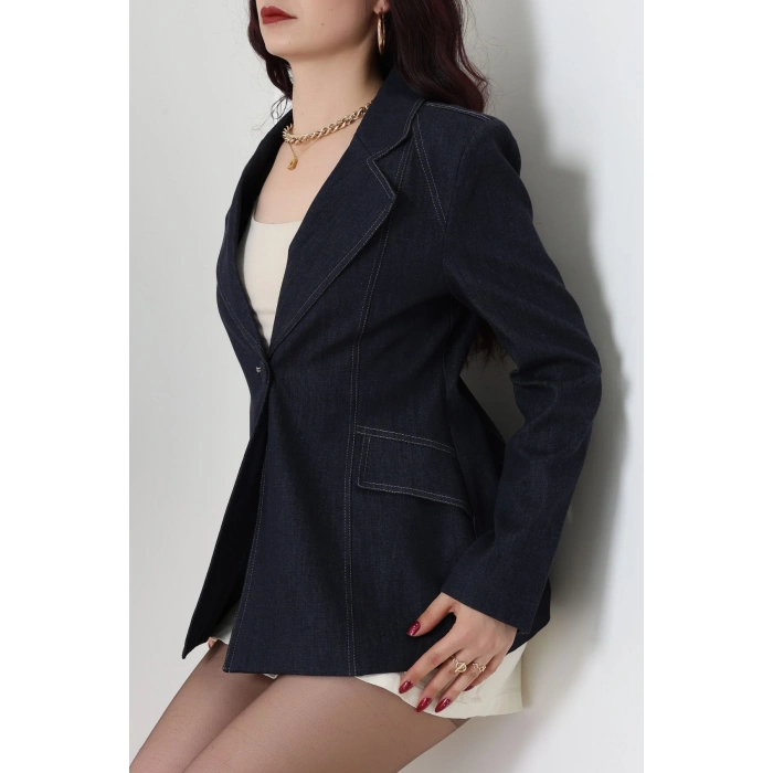 Gabardin Denim Ceket Lacivert - 6276.001.