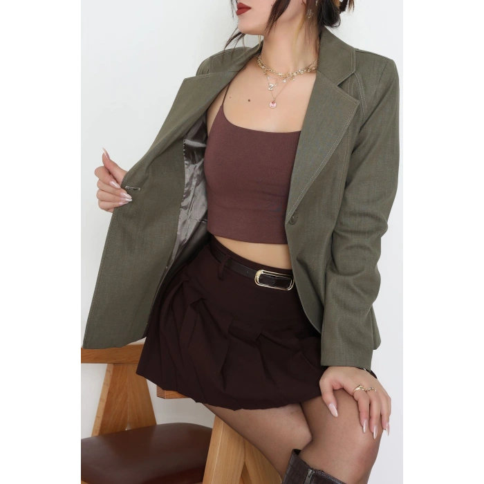 Gabardin Denim Ceket Yeşil - 6276.001.