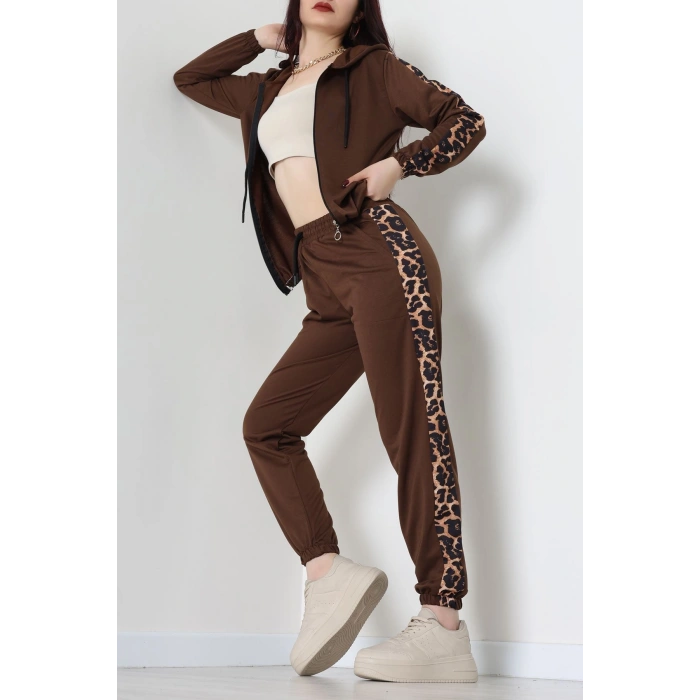 Garnili Fermuarlı 2 İplik Eşofman Takımı Kahve - 50789.1857.