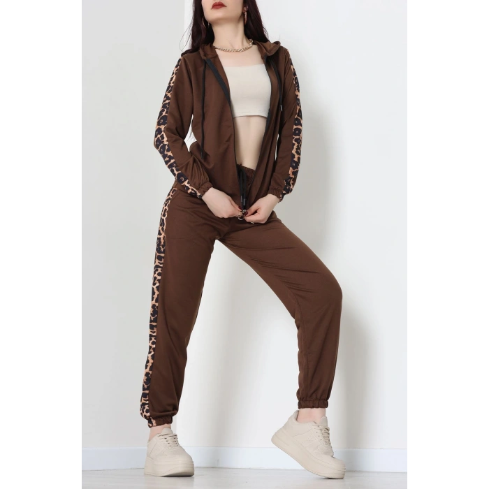 Garnili Fermuarlı 2 İplik Eşofman Takımı Kahve - 50789.1857.