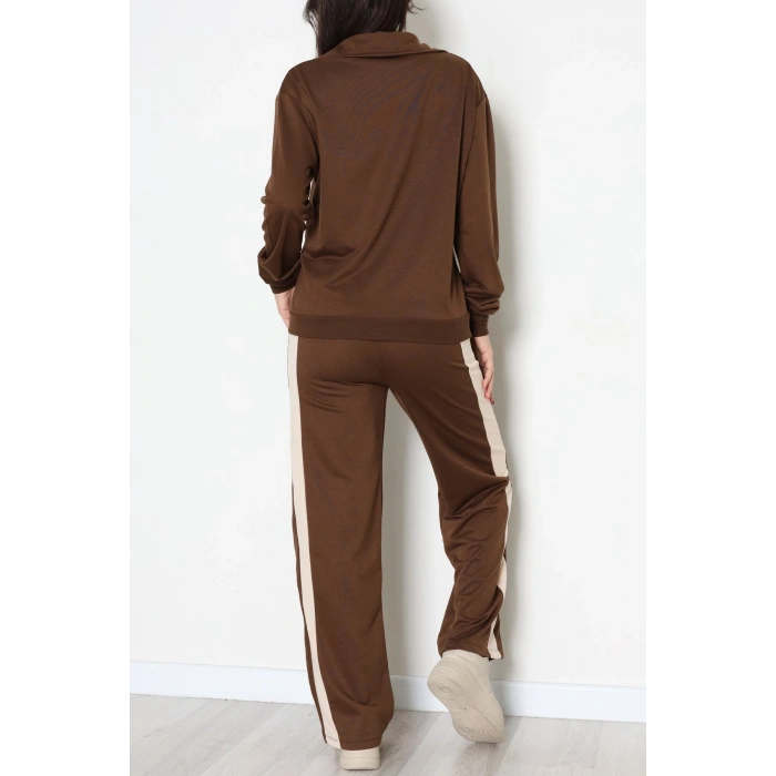 Garnili Fermuarlı 2 İplik Eşofman Takımı Kahvebej - 50790.1857.