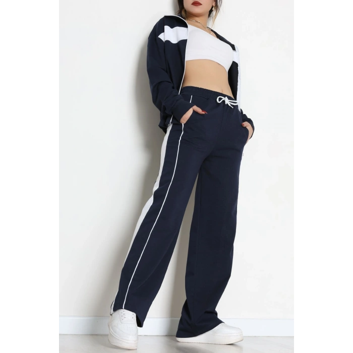 Garnili Fermuarlı 2 İplik Eşofman Takımı Lacibeyaz - 50790.1857.