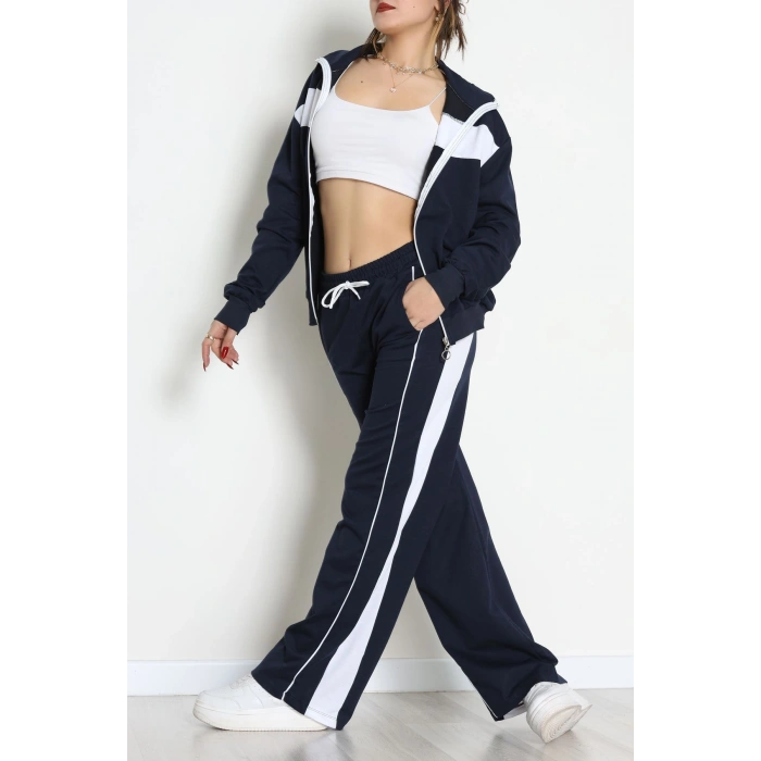 Garnili Fermuarlı 2 İplik Eşofman Takımı Lacibeyaz - 50790.1857.