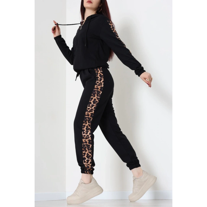 Garnili Fermuarlı 2 İplik Eşofman Takımı Siyah - 50789.1857.