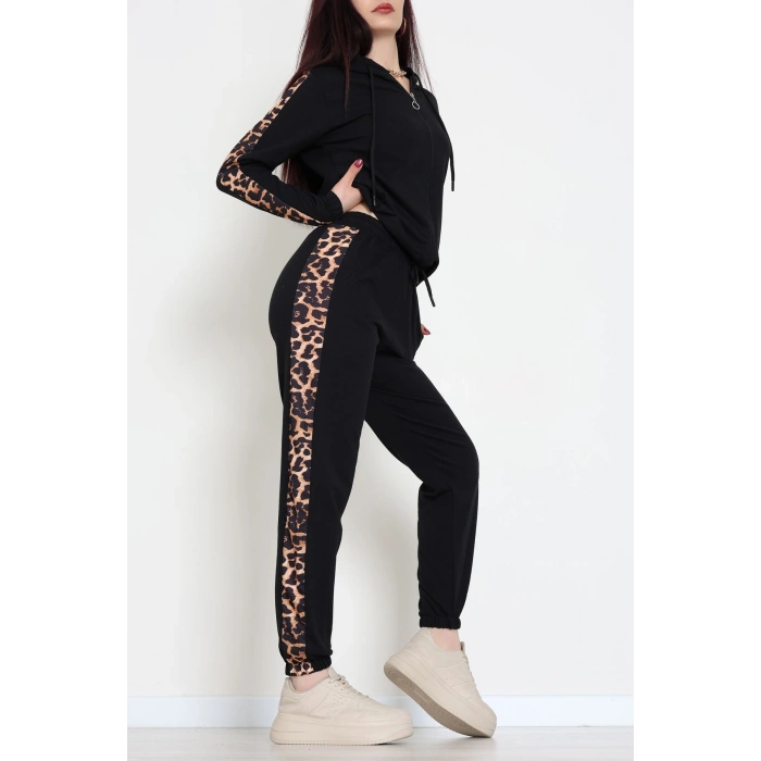 Garnili Fermuarlı 2 İplik Eşofman Takımı Siyah - 50789.1857.