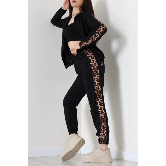 Garnili Fermuarlı 2 İplik Eşofman Takımı Siyah - 50789.1857.