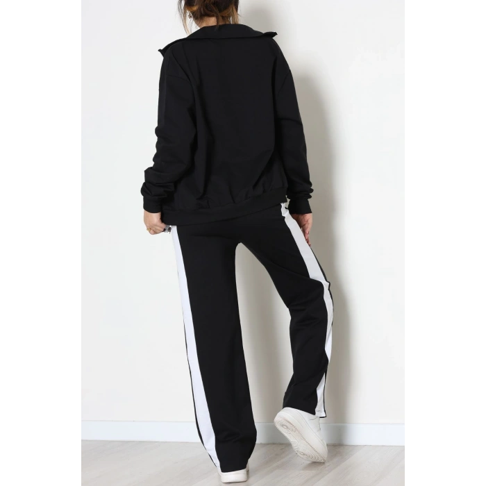 Garnili Fermuarlı 2 İplik Eşofman Takımı Siyahbeyaz - 50790.1857.