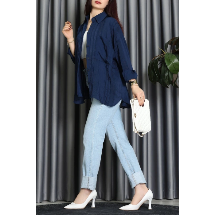 Geniş Çizgili Buklet Oversize Gömlek Laci - 70995.1934.