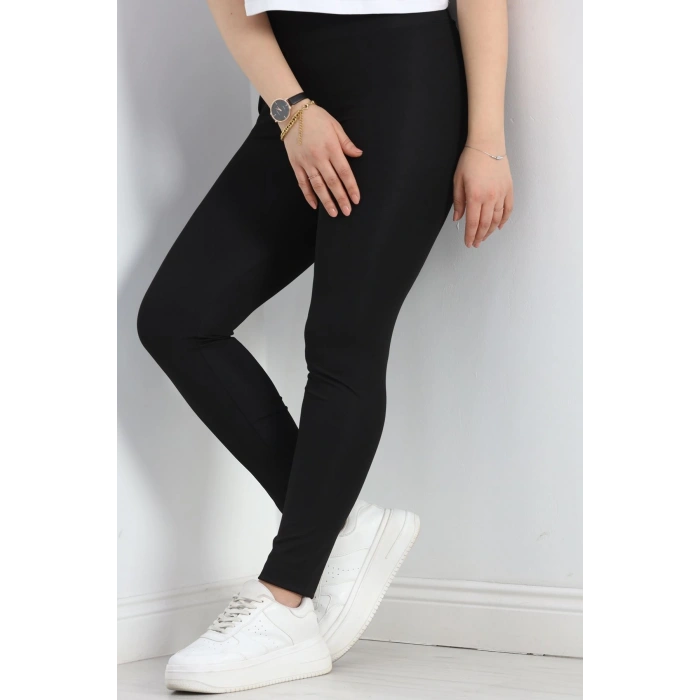 Geniş Kemer Büyük Beden Dalgıç Tayt Siyah - 50102.1098.