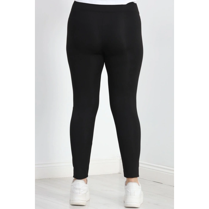 Geniş Kemer Büyük Beden Dalgıç Tayt Siyah - 50102.1098.