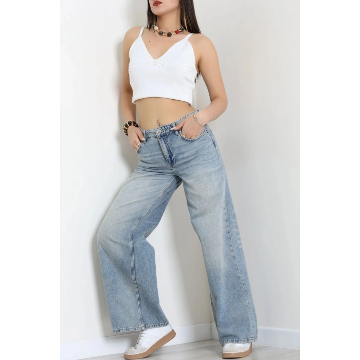 Geniş Paça Kot Pantolon Mavi - 32800.1904.