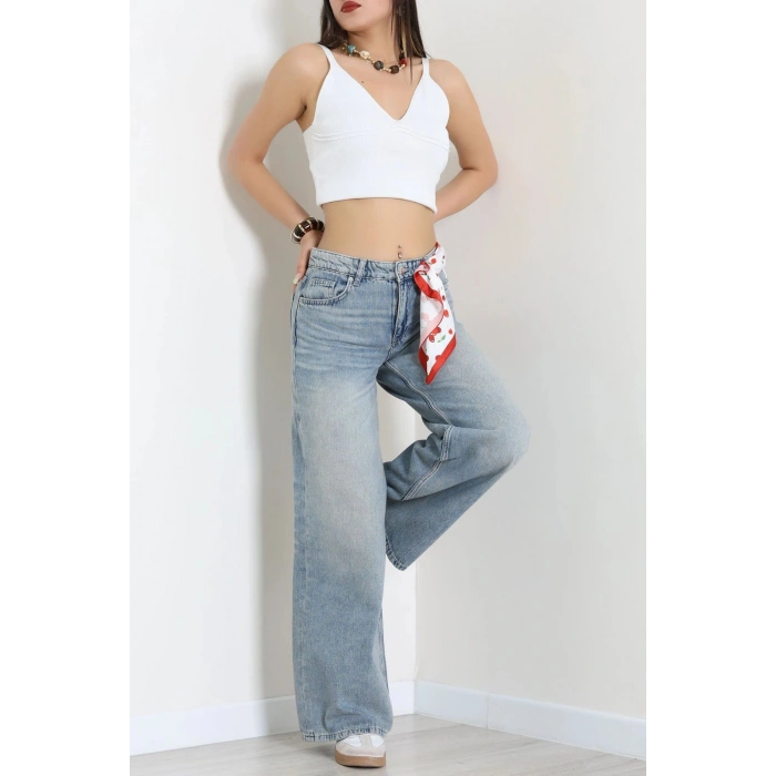 Geniş Paça Kot Pantolon Mavi - 32800.1904.