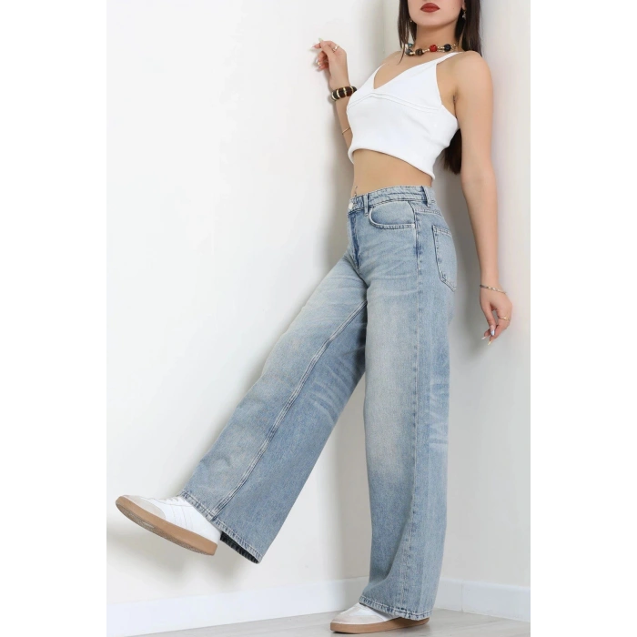 Geniş Paça Kot Pantolon Mavi - 32800.1904.