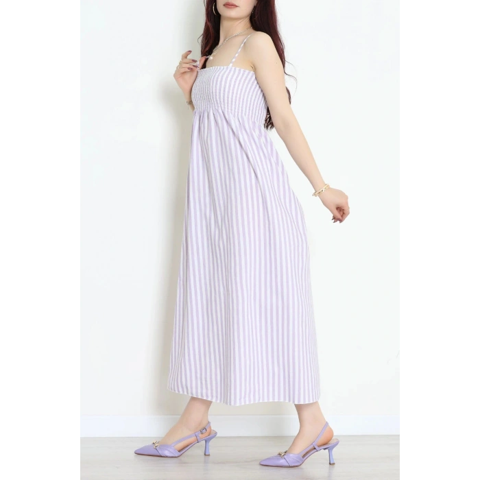 Gipeli Çizgili Elbise Lila - 41855.1723.