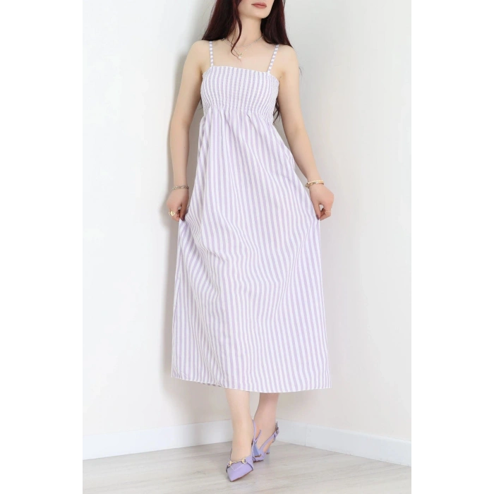 Gipeli Çizgili Elbise Lila - 41855.1723.