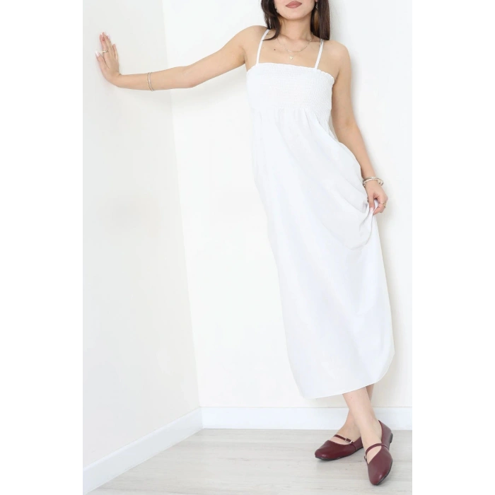 Gipeli İp Askı Elbise Beyaz - 41862.1723.