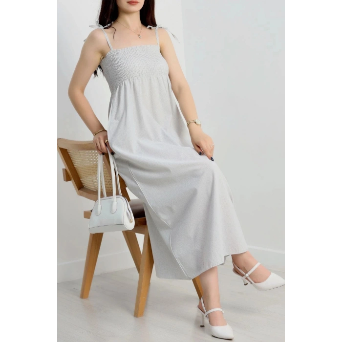Gipeli İp Askılı Elbise Gri - 41848.1723.