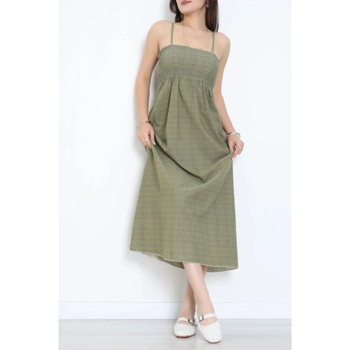 Gipeli İp Askılı Elbise Haki - 41848.1723.
