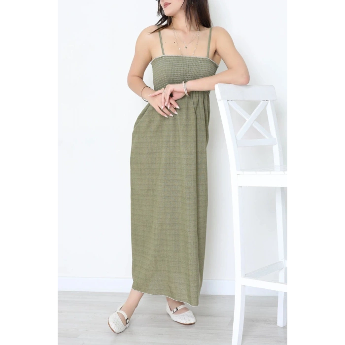 Gipeli İp Askılı Elbise Haki - 41848.1723.