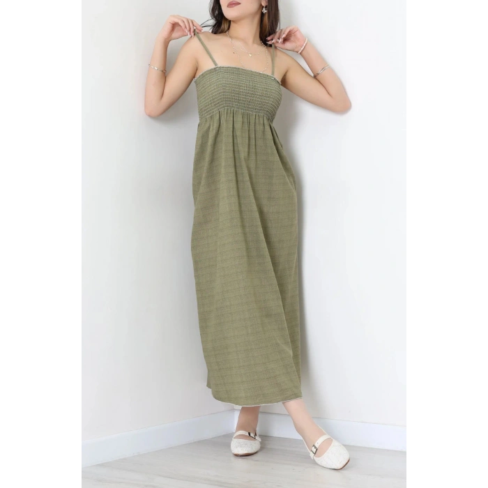 Gipeli İp Askılı Elbise Haki - 41848.1723.