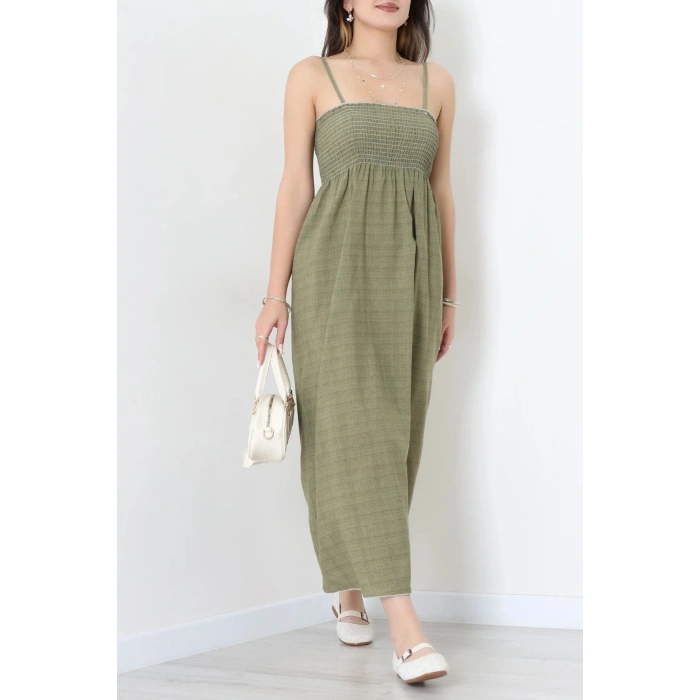 Gipeli İp Askılı Elbise Haki - 41848.1723.