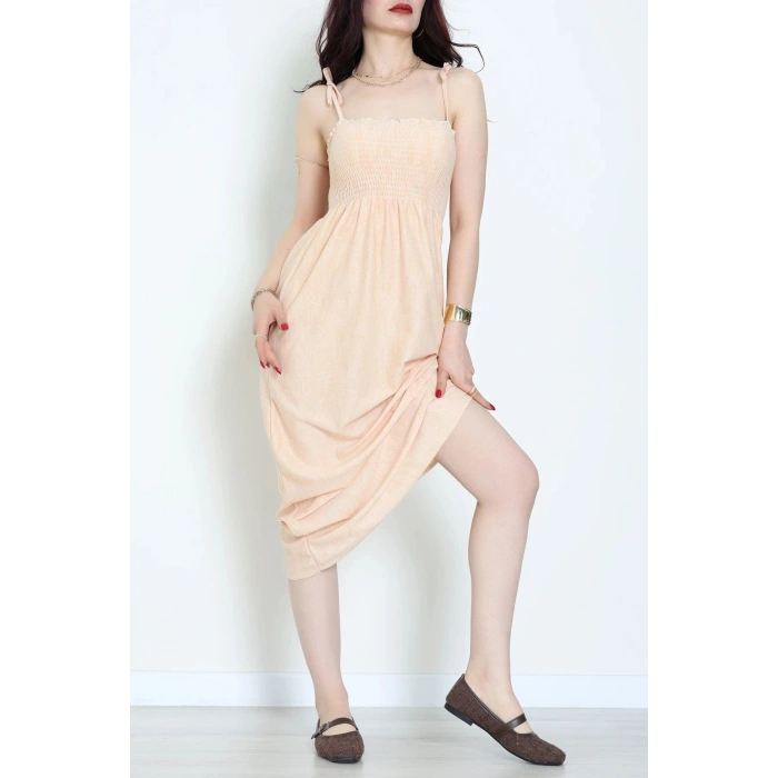 Gipeli İp Askılı Elbise Kum - 41848.1723.