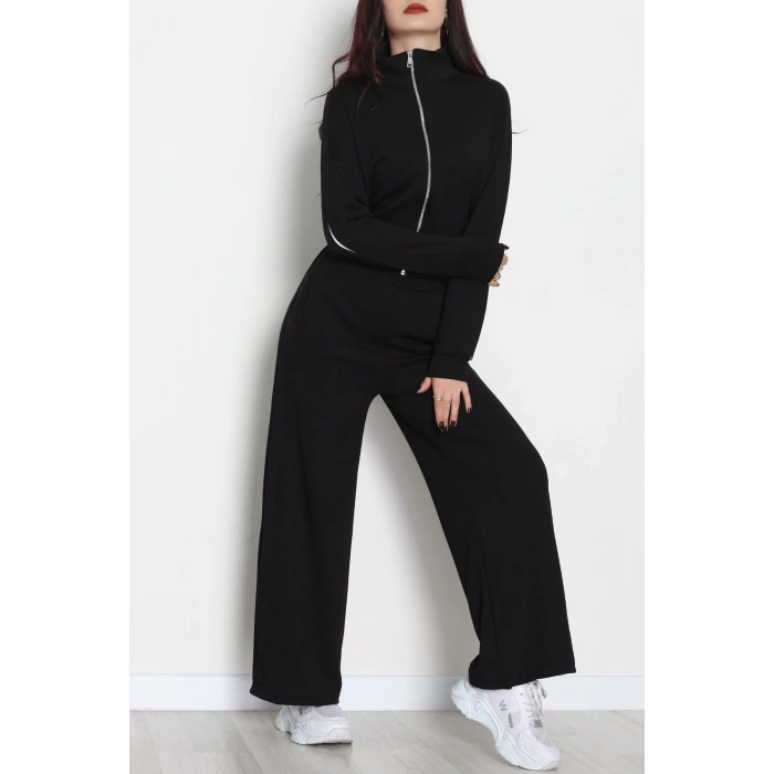 Gizli Şerit Modal Kumaş Takım Siyah - 4134.1247.