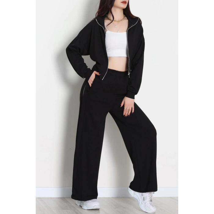 Gizli Şerit Modal Kumaş Takım Siyah - 4134.1247.