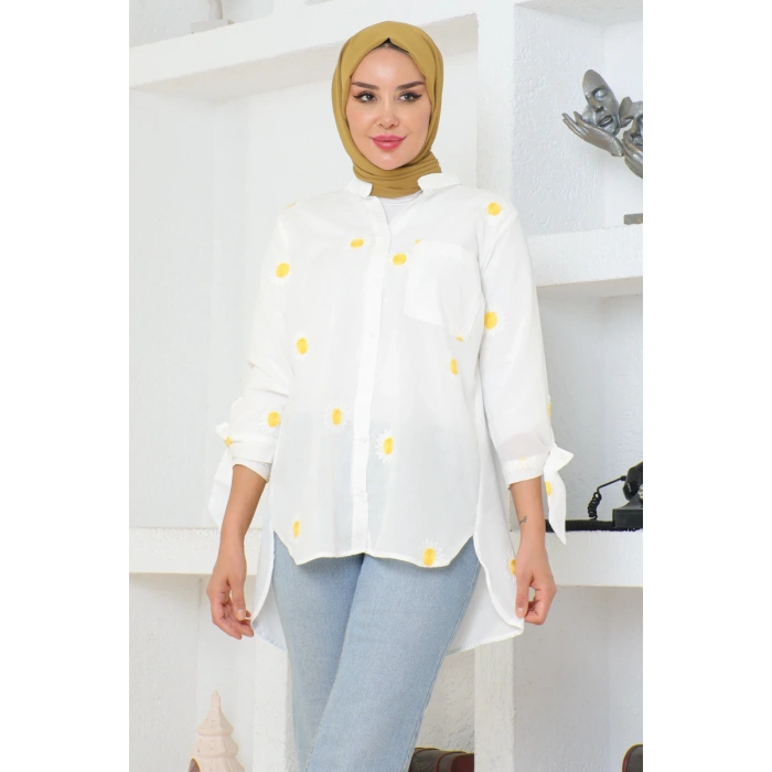 Gömlek beyaz - sarı puantiye 301
