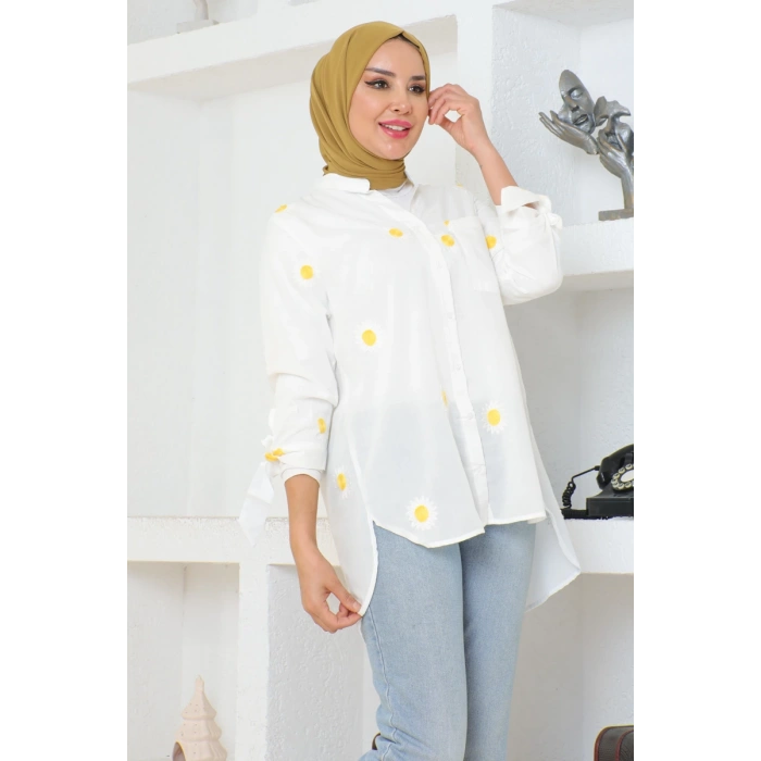 Gömlek beyaz - sarı puantiye 301