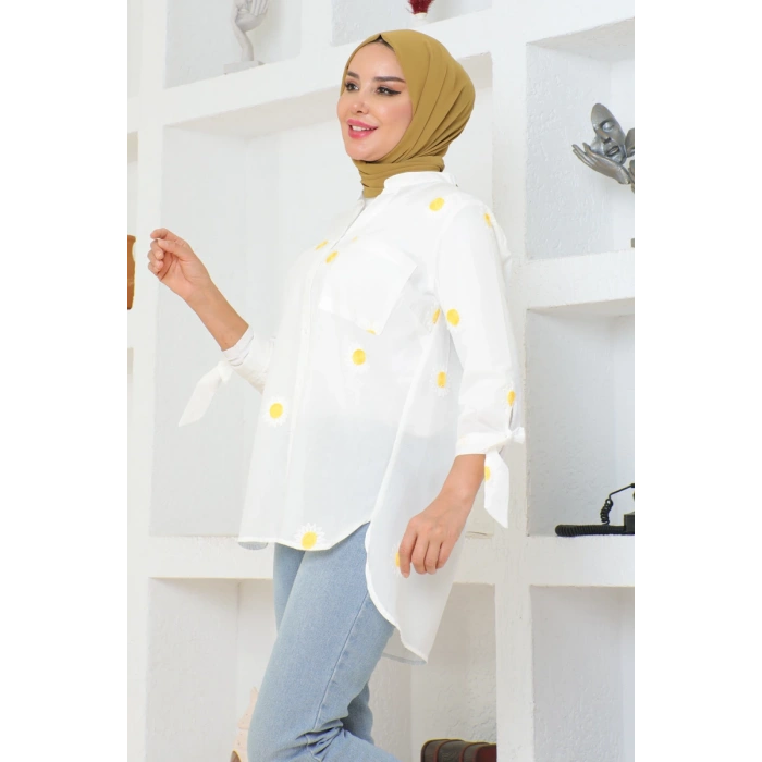 Gömlek beyaz - sarı puantiye 301