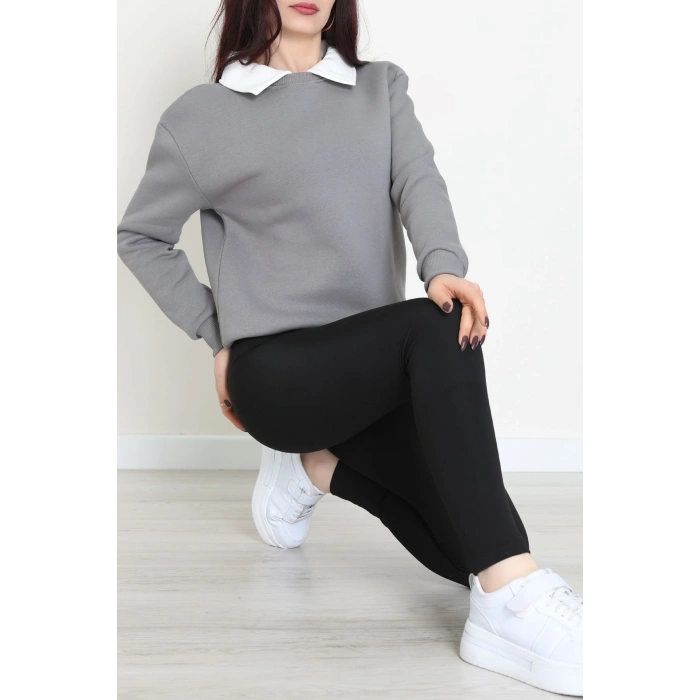 Gömlek Yaka 3 İplik Sweat Antrasit - 21985.200.