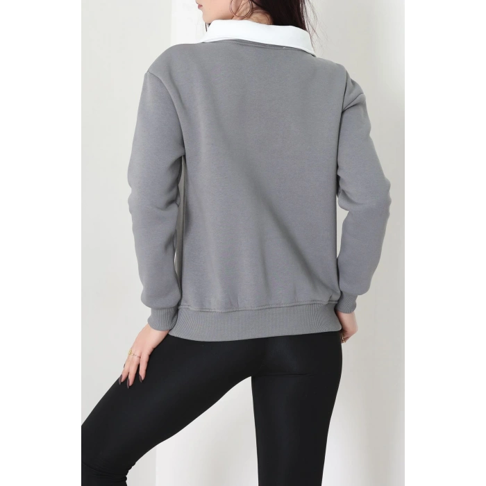 Gömlek Yaka 3 İplik Sweat Antrasit - 21985.200.