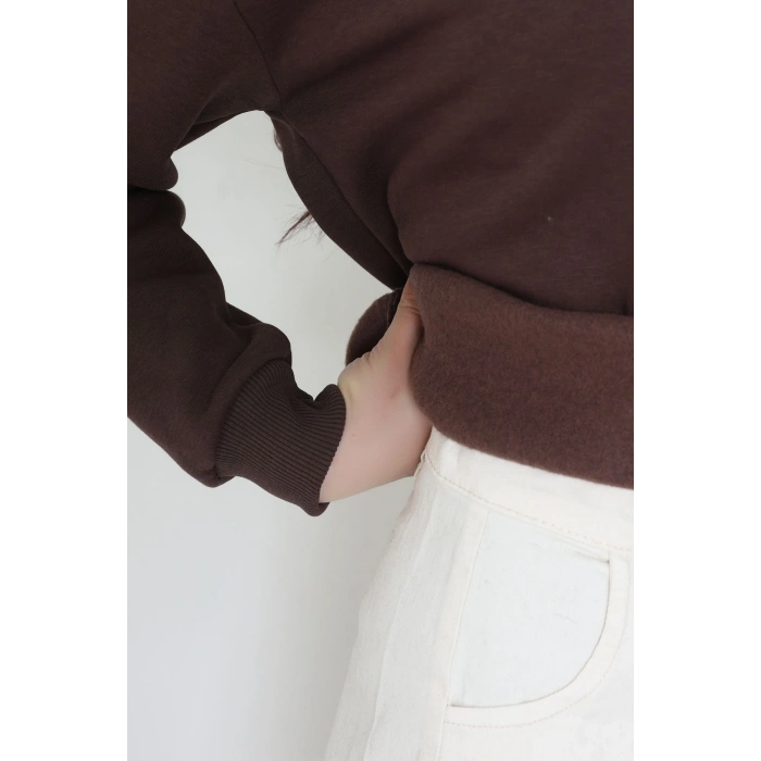 Gömlek Yaka 3 İplik Sweat Kahve - 21985.200.