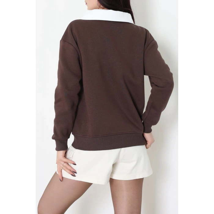 Gömlek Yaka 3 İplik Sweat Kahve - 21985.200.