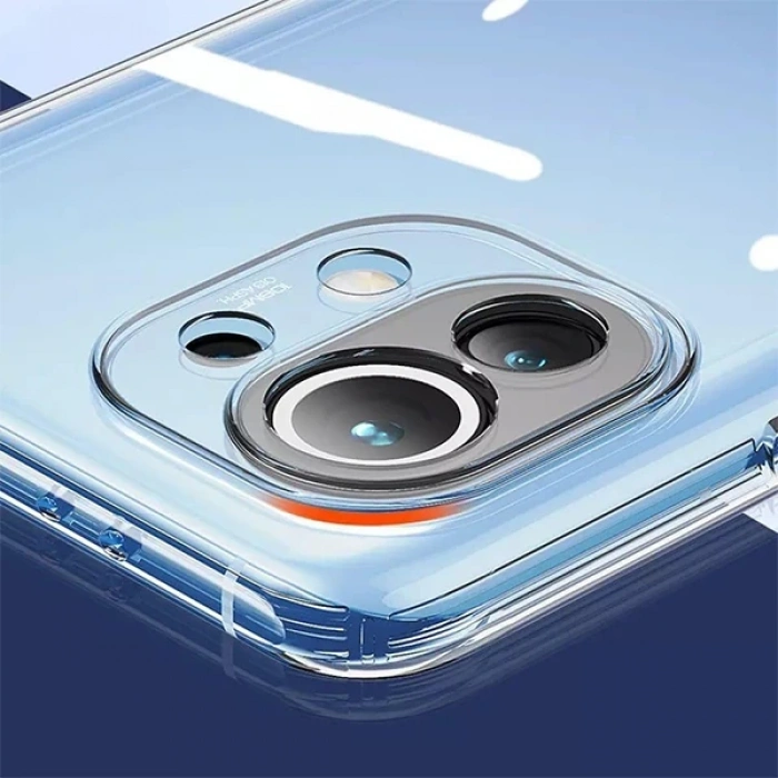 GOR Xiaomi Mi 11 Kılıf Kamera Korumalı Şeffaf Silikon Kılıf-(1903)