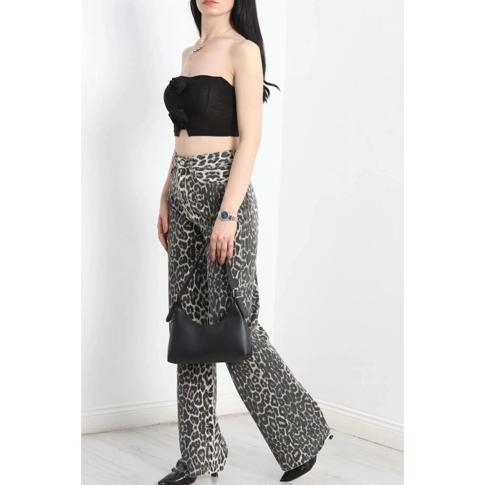 Gül Detaylı Crop Bluz Siyah - 41399.1595.