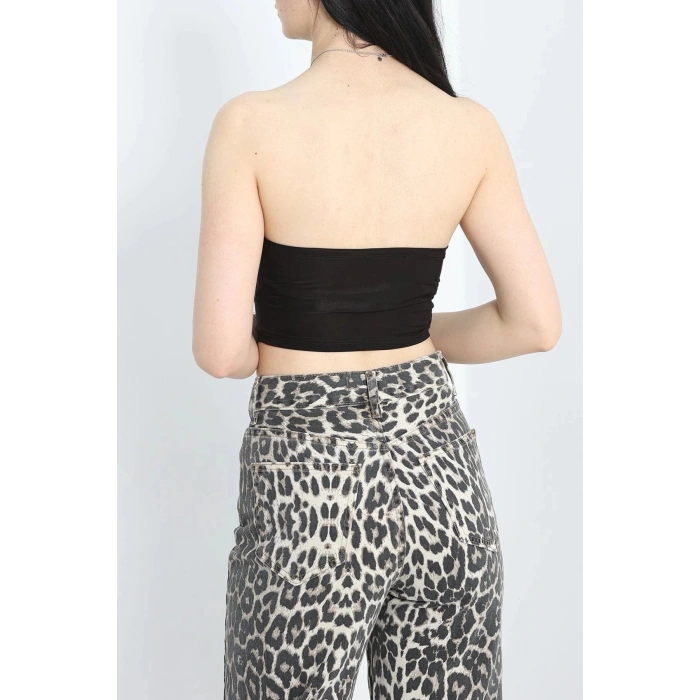 Gül Detaylı Crop Bluz Siyah - 41399.1595.