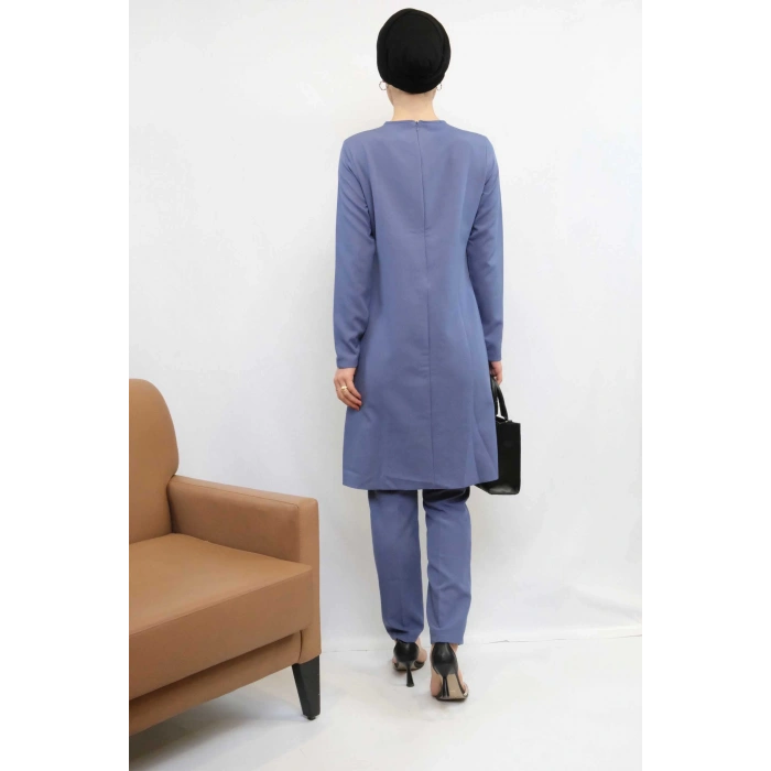 Gül İşlemeli İkili Takım MC1434  İndigo