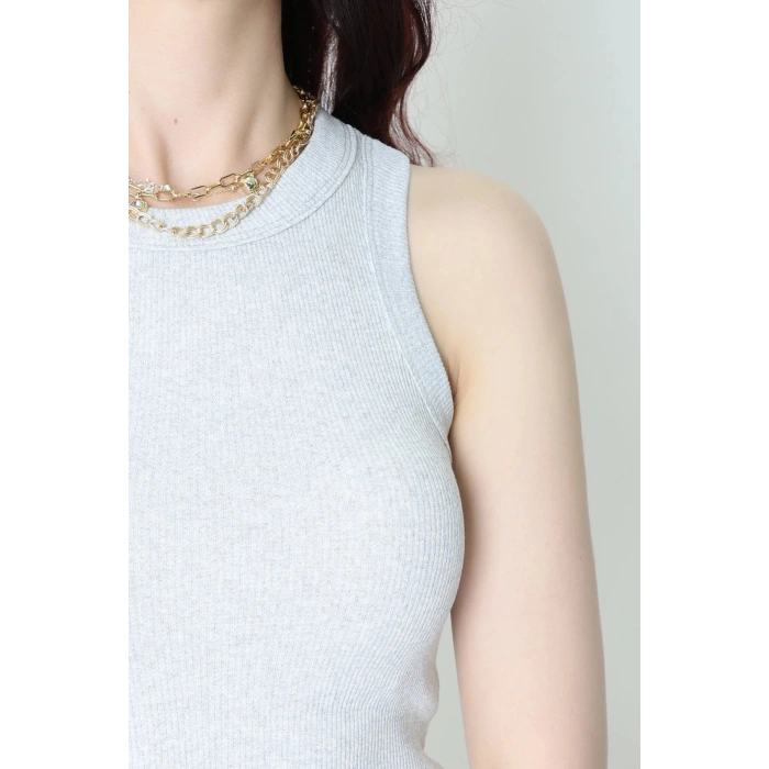 Halter Yaka Kaşkorse Body Gri - 71060.1748.