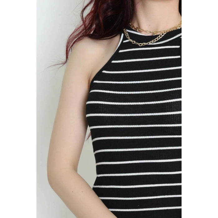 Halter Yaka Kaşkorse Elbise Siyah - 71028.1748.