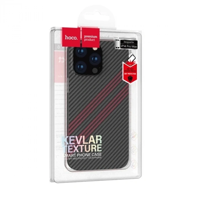 Hoco iPhone 14 Pro 6.1 Kılıf Kevlar Texture Darbe Emici Telefon Kılıfı-(1903)