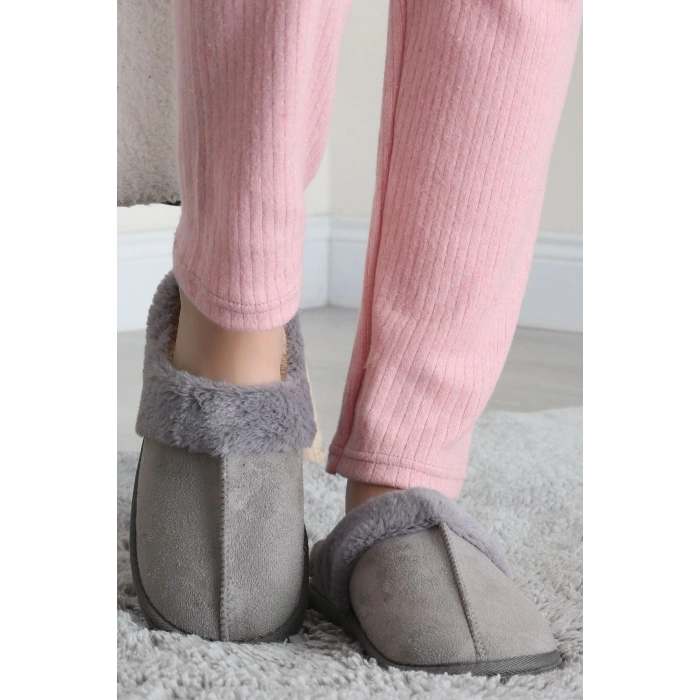 İçi Kürklü Ev Terliği Gri - 31550.264.