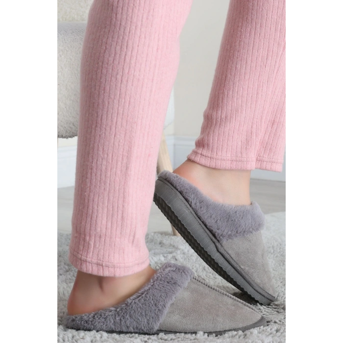 İçi Kürklü Ev Terliği Gri - 31550.264.